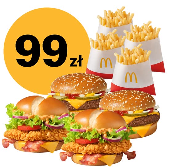 2x McRoyal® + 2x McCrispy Supreme Bekon + 4x Frytki małe