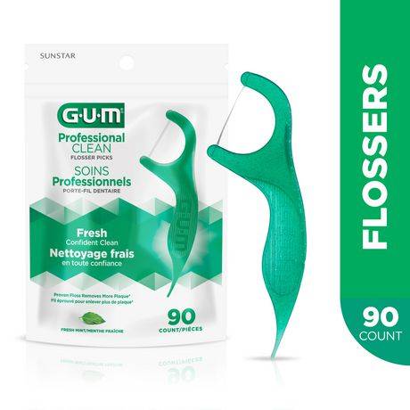 Gum gum porte-fil soins professionnels (avec fil ultra résistant. 90 pièces) - professional clean flossers (extra strong floss. 90 count)