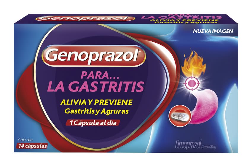 Genoprazol · Omeprazol de 20 mg en cápsulas (14 un)