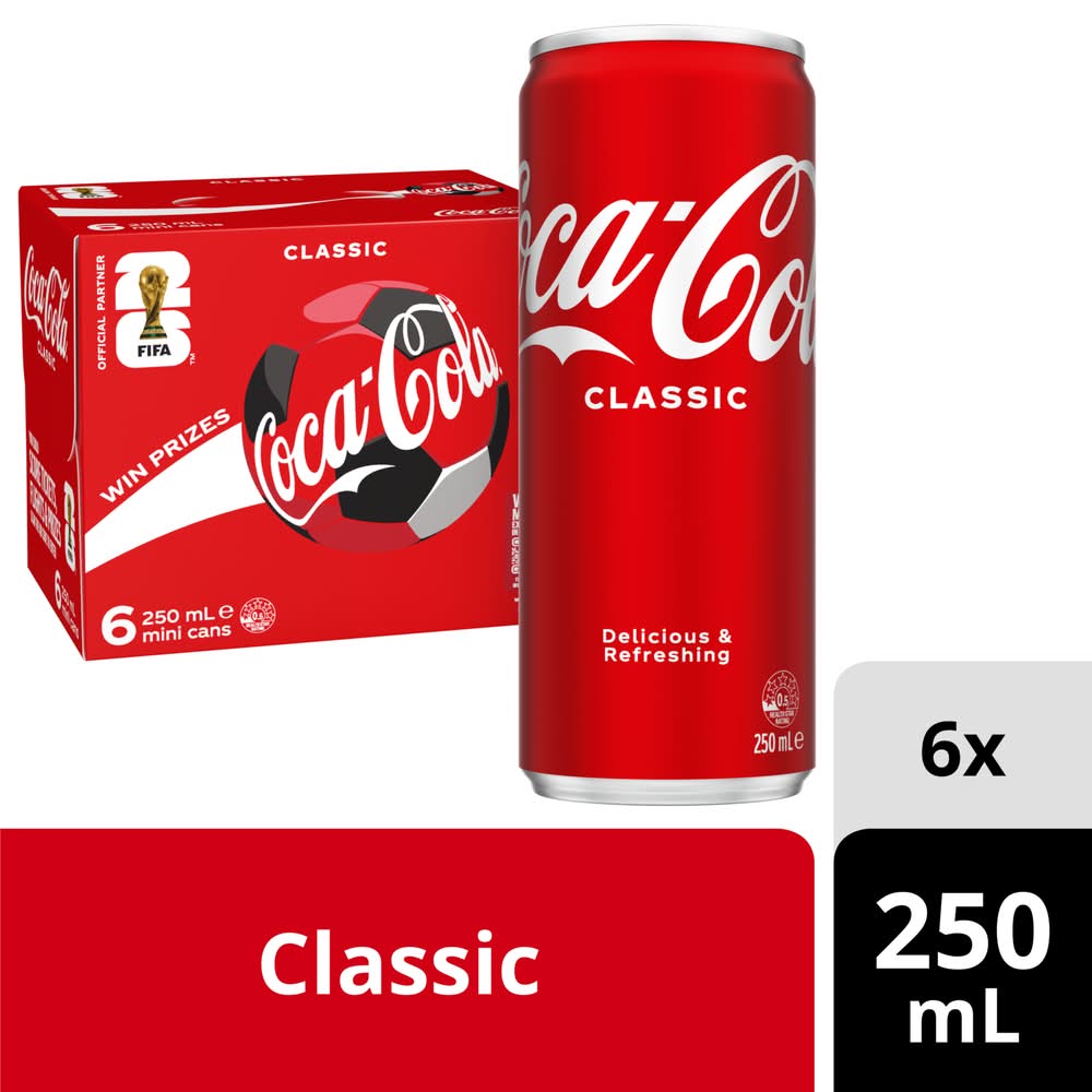 Coca-Cola Mini Classic Soda (6 x 250mL)