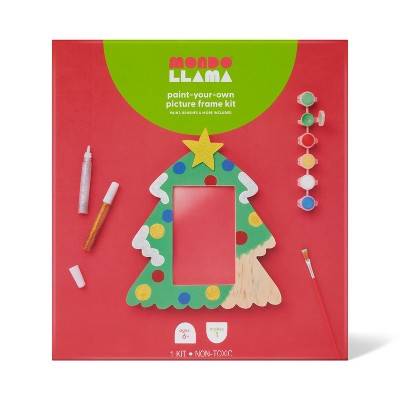 Mondo Llama Christmas Craft Paint-Your-Own Wood Tree Frame Kit