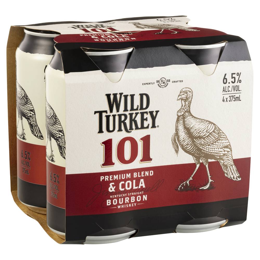 Wild Turkey & Cola 101 Can 375mL X 4 pack