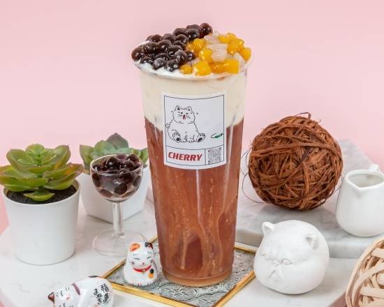 QQ奶茶 Milk Tea With Tapioca And Coconut jelly