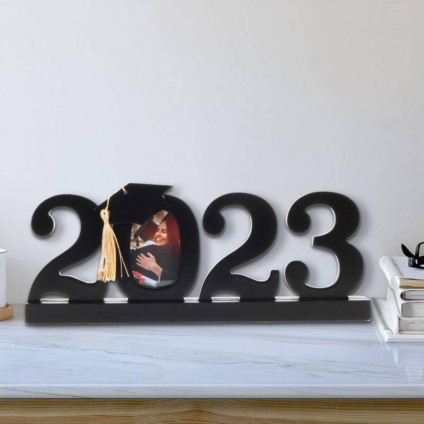 Black 2023 Graduation Photo Table Sign, 12in x 5in