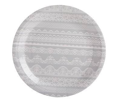 Gray & White Lace Stripe Paper Plates, 16-Pack