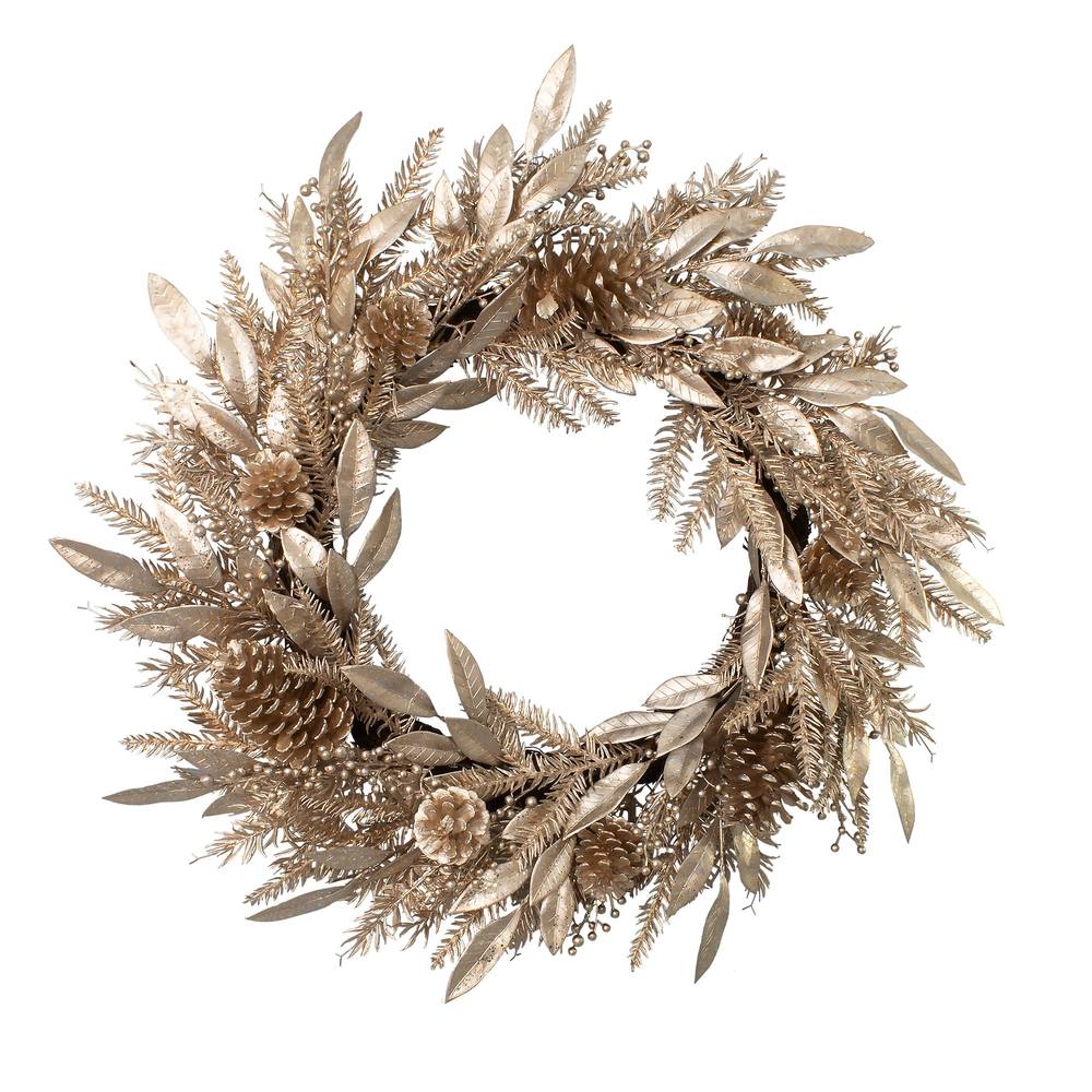 Holiday Living 28-in Indoor Gold Artificial Christmas Wreath | B660300A