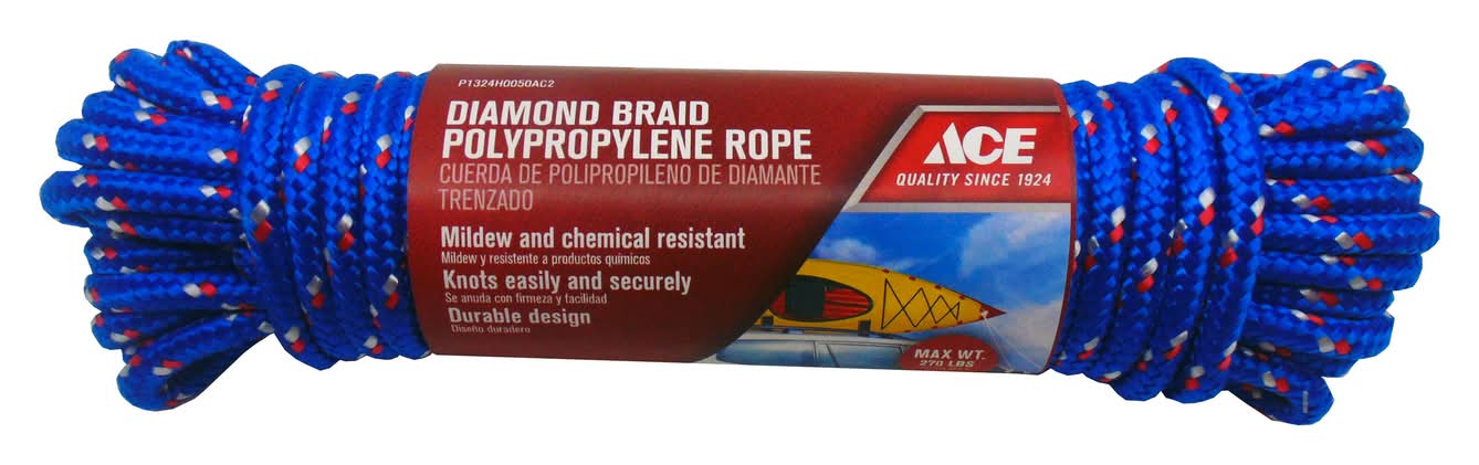 ACE 3/8 In. D X 50 Ft. L Assorted Diamond Braided Polypropylene Rope