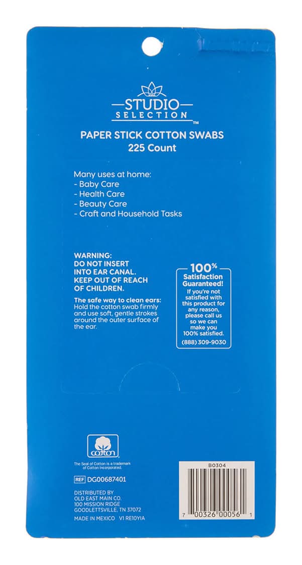 Studio Selection Paper Stick Cotton Swabs 225 Ct
