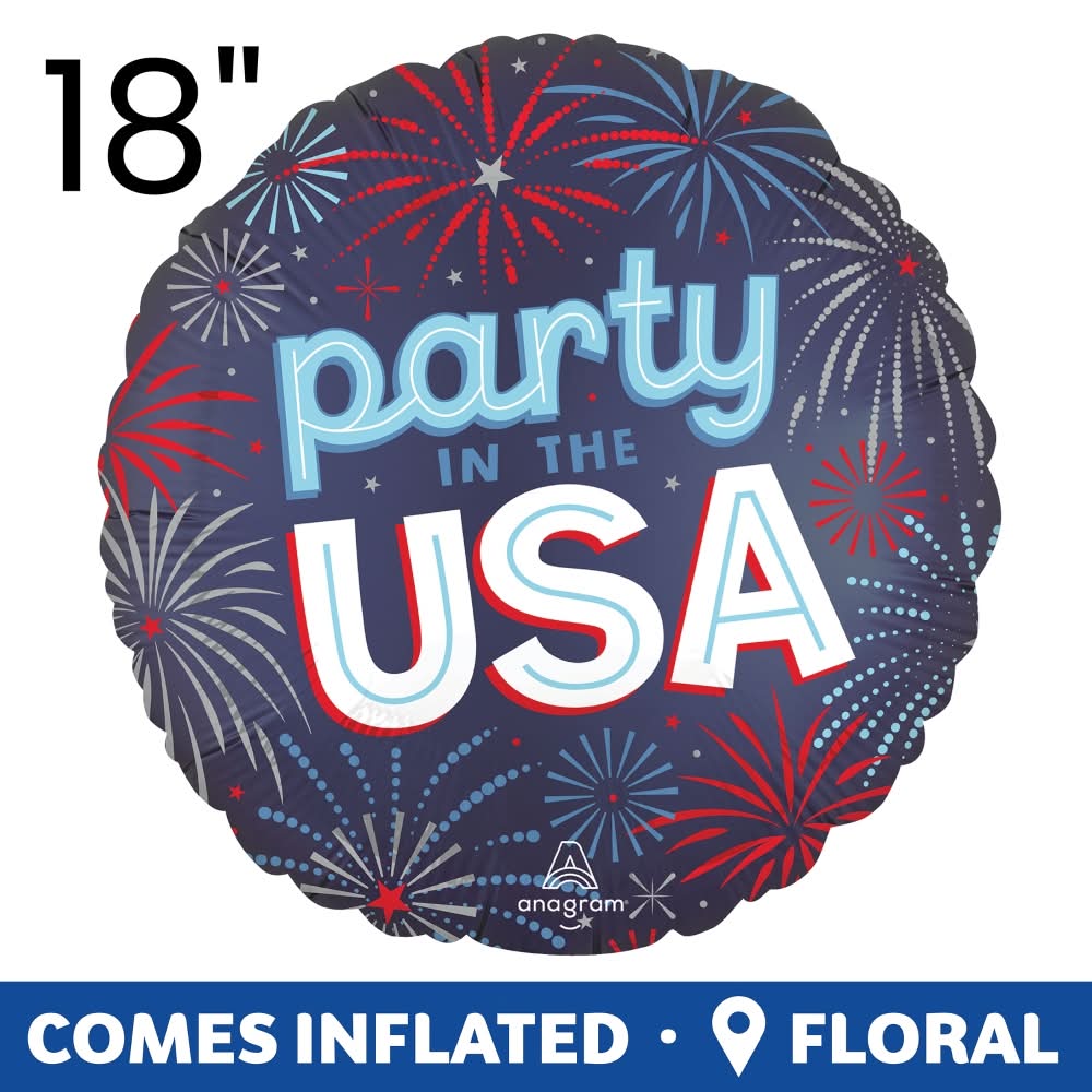 Patriotic Burst Satin Luxe Standard Round Balloon
