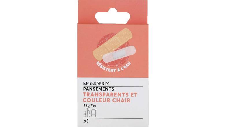 Monoprix Pansements chair et transparents La boîte de 40