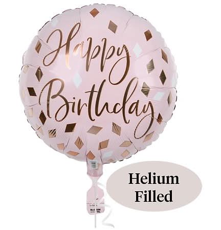 Helium Inflated Foil Balloon Blush Birthday 17 x 17 in - 1.0 set