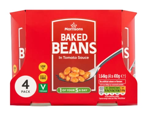 Morrisons Baked Beans in Tomato Sauce (4 x 410g)