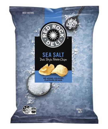 Red Rock Deli Potato Chips, Sea- Salt (165g)