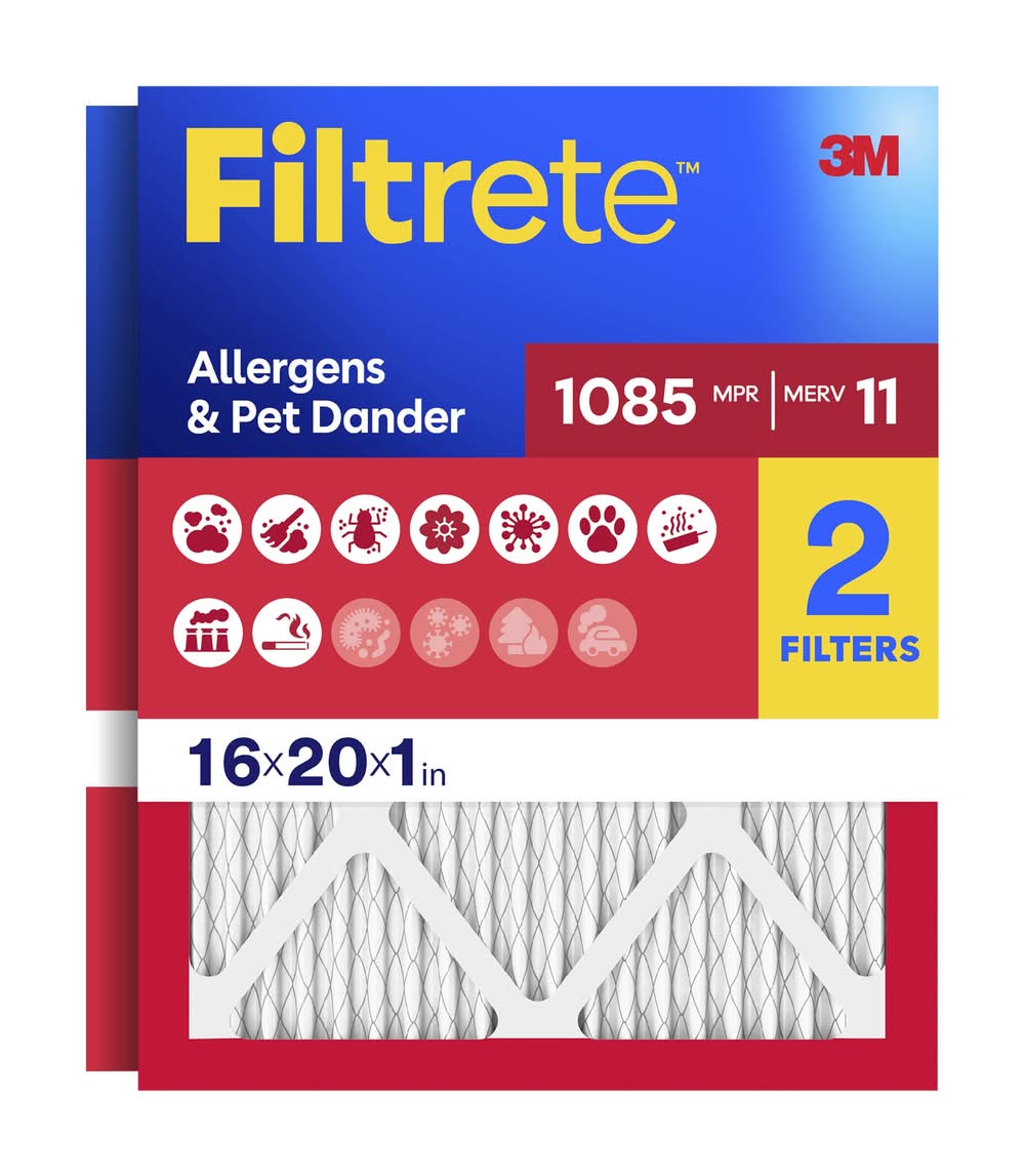 Filtrete 16 x 20 x 1 MERV 11 1085 MPR Allergen Defense Extra Electrostatic Pleated Air Filter 2 -Pack