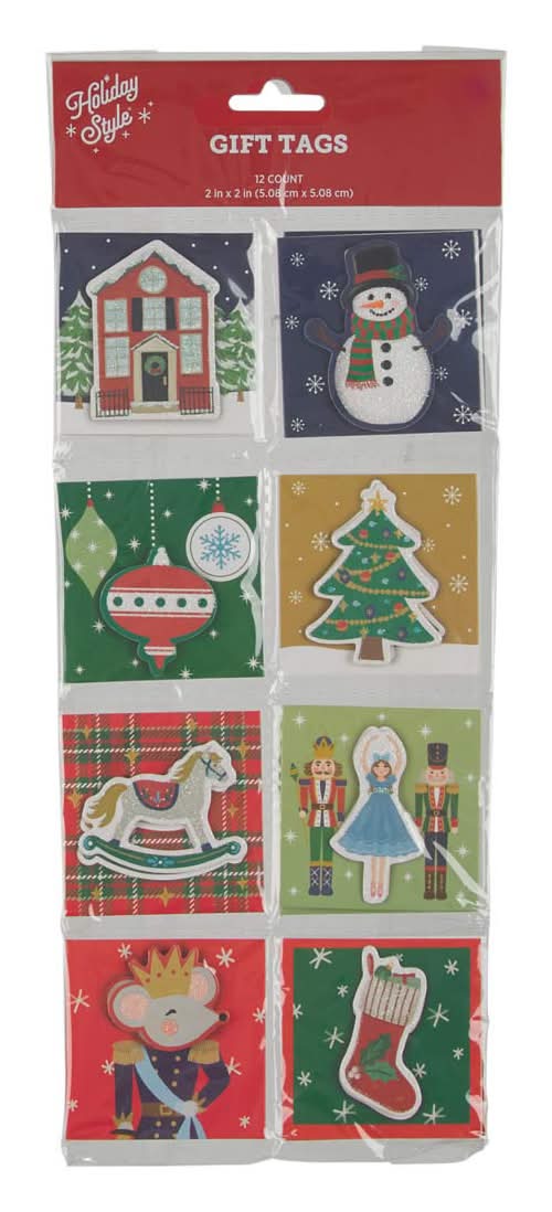 Holiday Style Handmade Gift Tags, 2x2 in (12 ct)