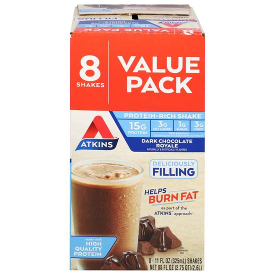 Atkins Protein-Rich Dark Chocolate Royale Shake (8 ct, 11 fl oz)