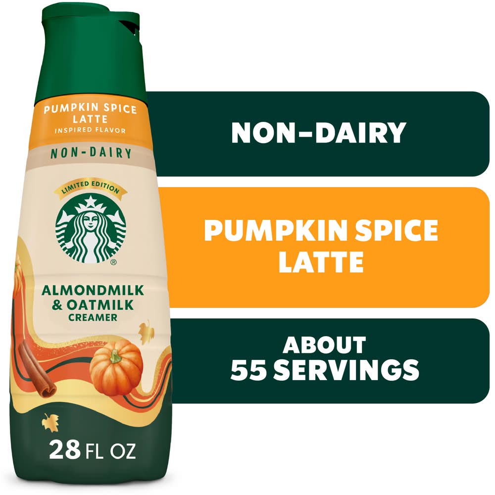 Starbucks Almond & Oat Milk Coffee Creamer, Pumpkin Spice (28 fl oz)
