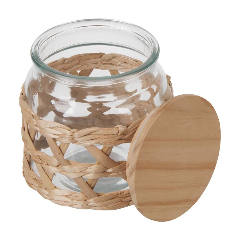 Seagrass Soap Clear Glass Dispenser With Wooden Lid