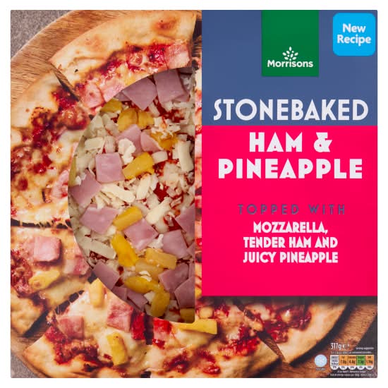 Morrisons Ham & Pineapple, Stonebaked Pizza (317g)
