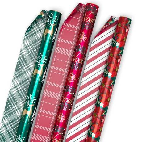 Hallmark Reversible Christmas Wrapping Paper, 50 Sq, Multicolor (3 ct)