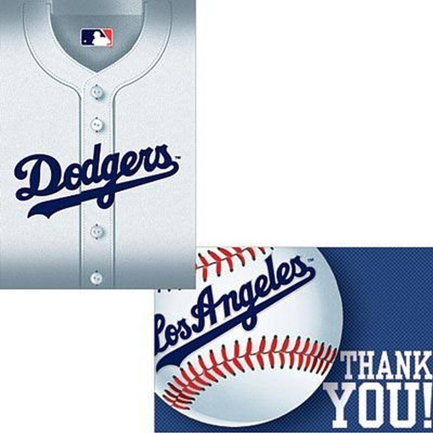 Los Angeles Dodgers Invitations Thank You Notes for 8