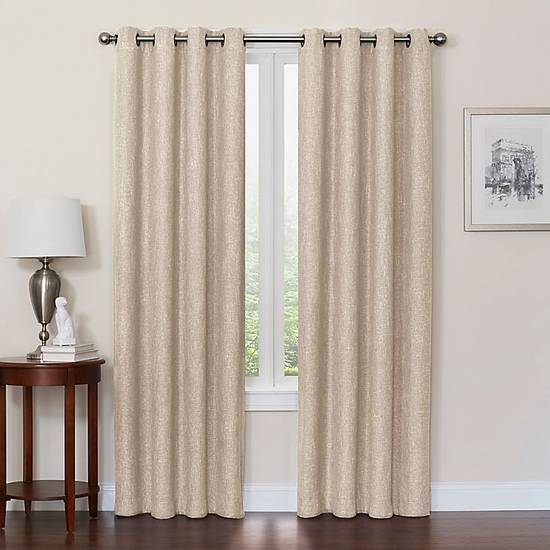 Design Solutions Quinn 84-Inch Grommet 100% Blackout Curtain Panel in Linen (Single)