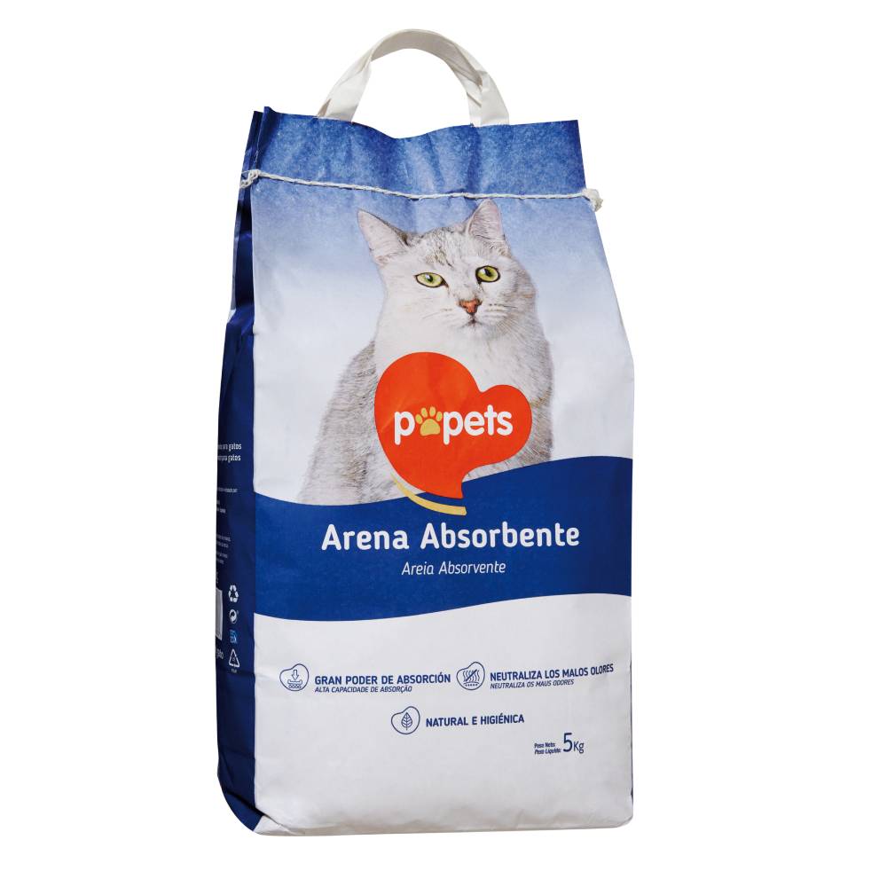 Arena Popets Para Gatos Absorbente Básica 5Kg