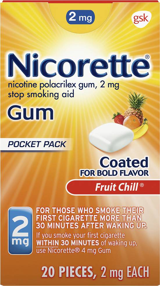 Nicorette Fruit Chill Gum Stop Smoking Aid (20 ct)