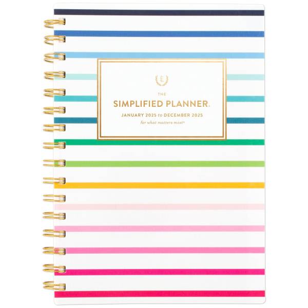 2025 Simplified by Emily Ley for AT-A-GLANCE® Weekly/Monthly Planner, 5-1/2" x 8-1/2", Happy Stripe, January To December, EL32-200