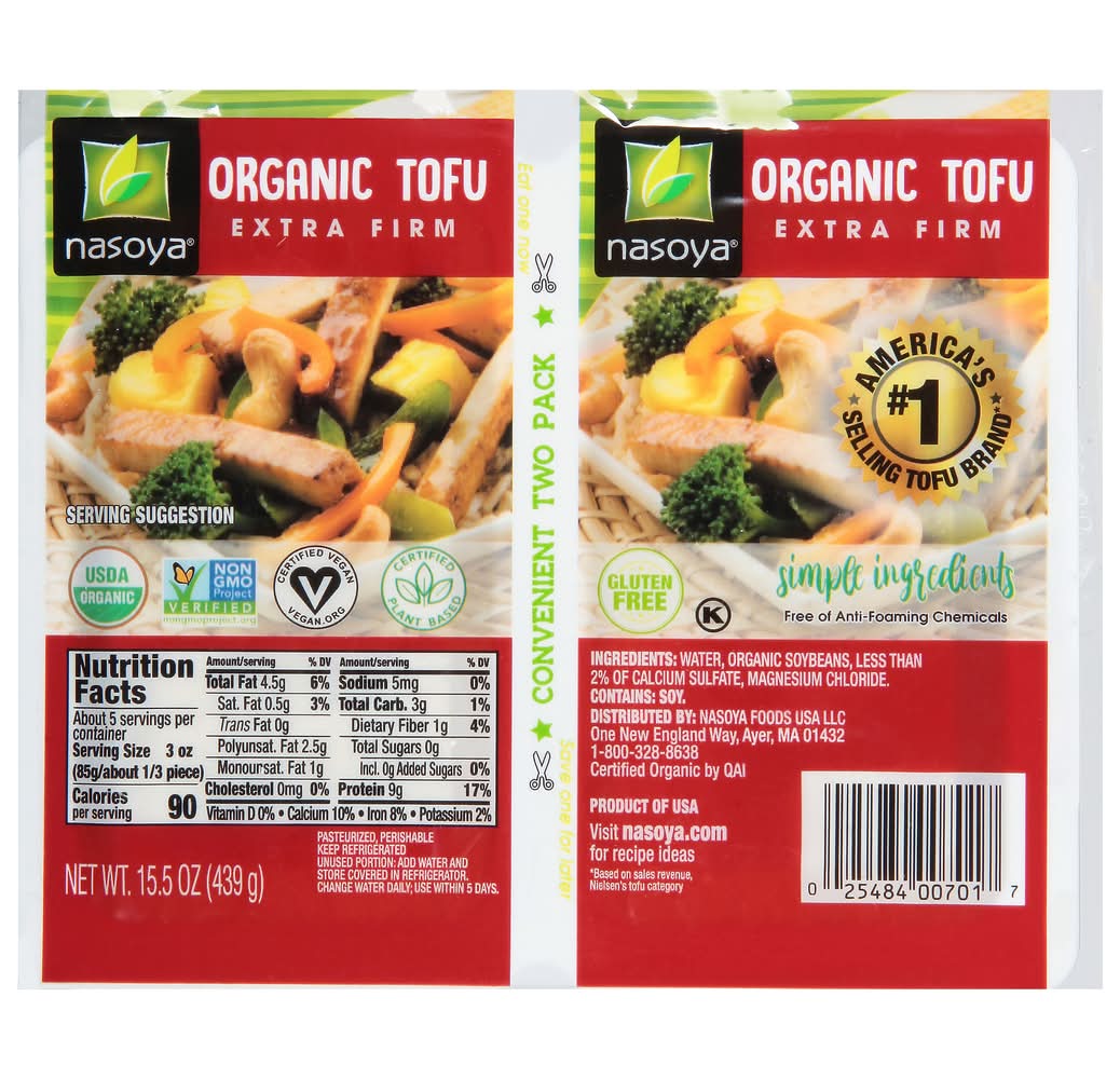 Nasoya Organic Extra Firm Tofu (15.5 oz, 2 ct)