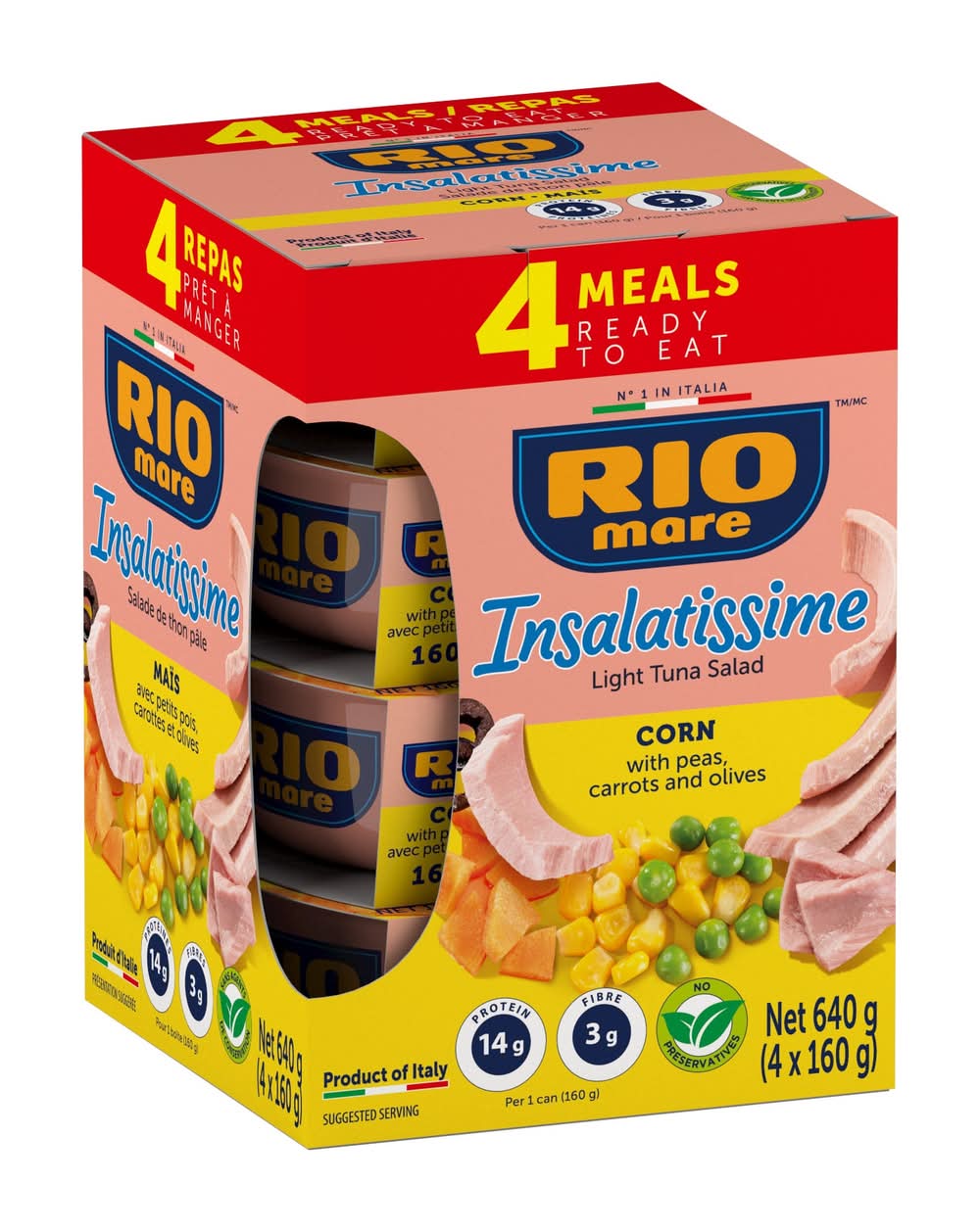 Rio Mare - Insalatissime Salade De Maïs Et Thon Léger, 4 × 160 G / Rio Mare Insalatissime Corn And Light Tuna Salad, 4 × 160 G