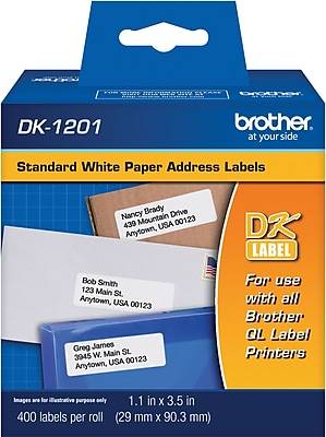 Brother 1.1"x3.5" Dk1201 White Standard Address Labels (400 ct)