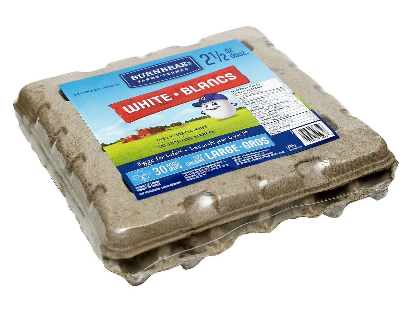 Oeufs Blanc Gros 2.5 Dz Wcsl 28 Ecsl 28 / Burnbrae Farms Eggs, Large, White (30 ct)