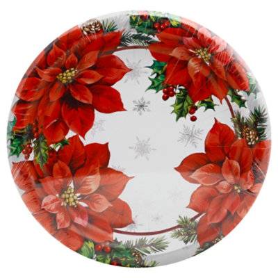 Ssel Poinsettia Dinner Plates - 8 Ct