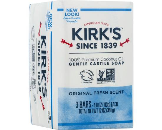 Kirk's · Original Fresh Scent Gentle Castile Soap Bar (3 x 4 oz)