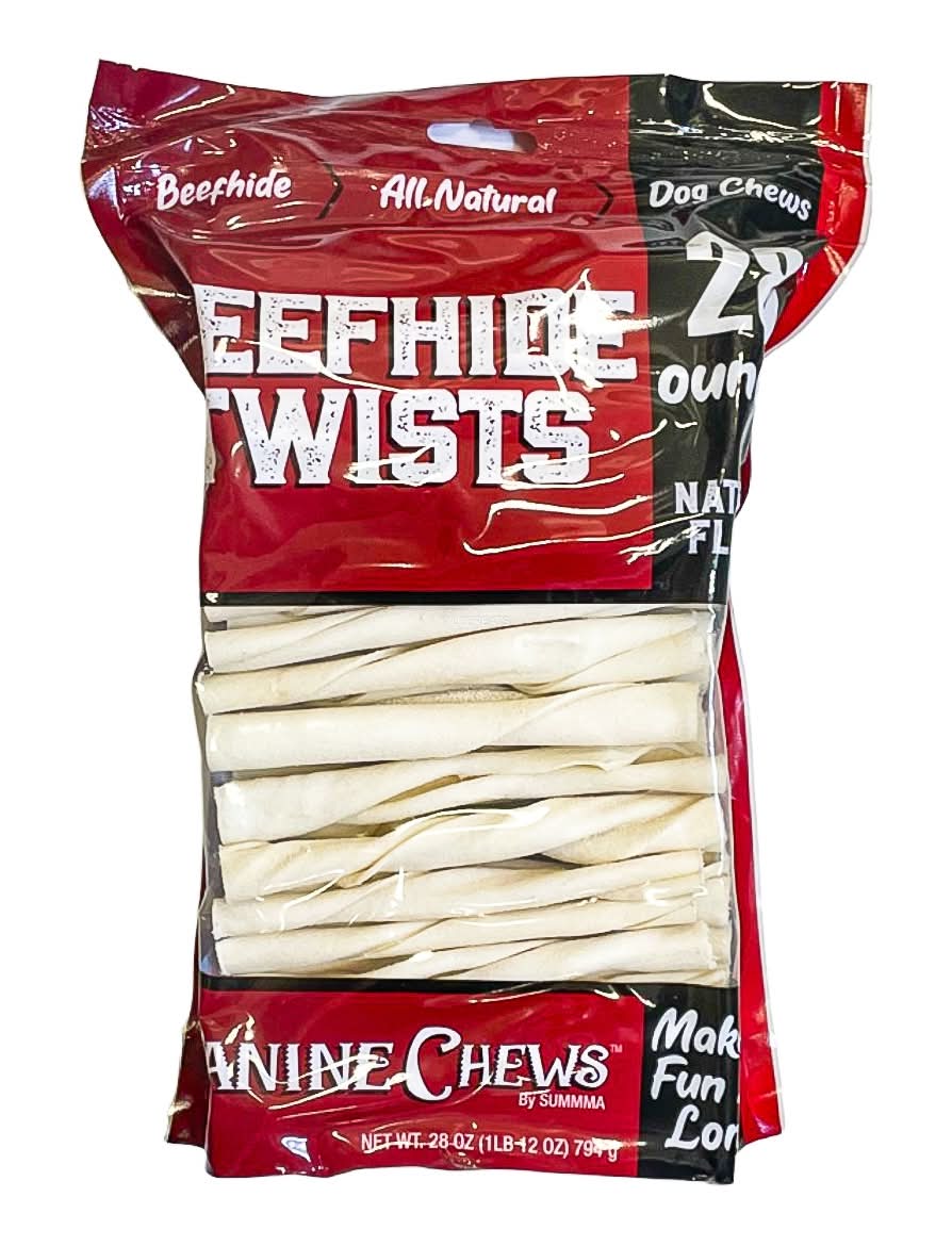 Canine Chews Natural Beef Twist Rawhide Dog Treats (28 oz)