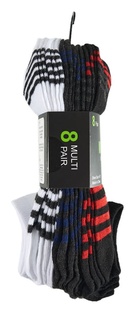 Men'S Low Cut Socks 8 Ct Assorted Colors