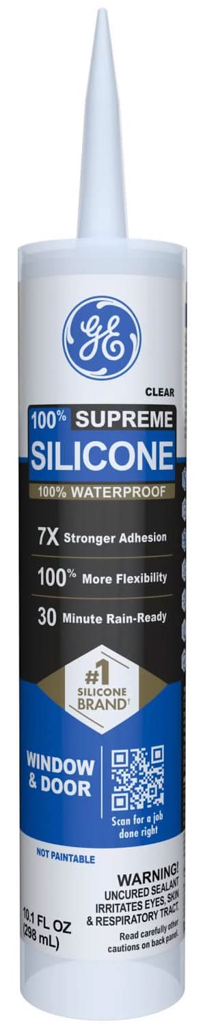 Ge Supreme Clear Silicone Window And Door Sealant 10.1 Oz