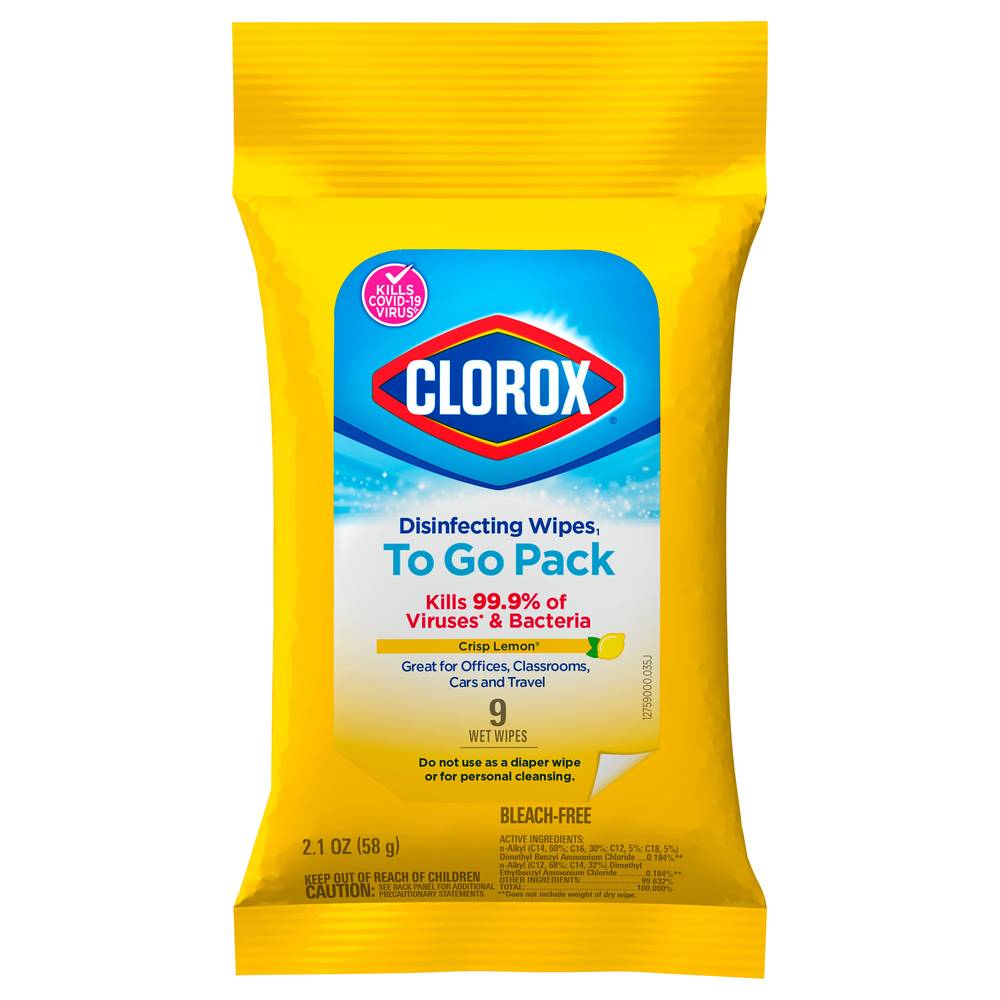 Clorox Crisp Lemon Disinfecting Wipes To Go pack (9 ct)