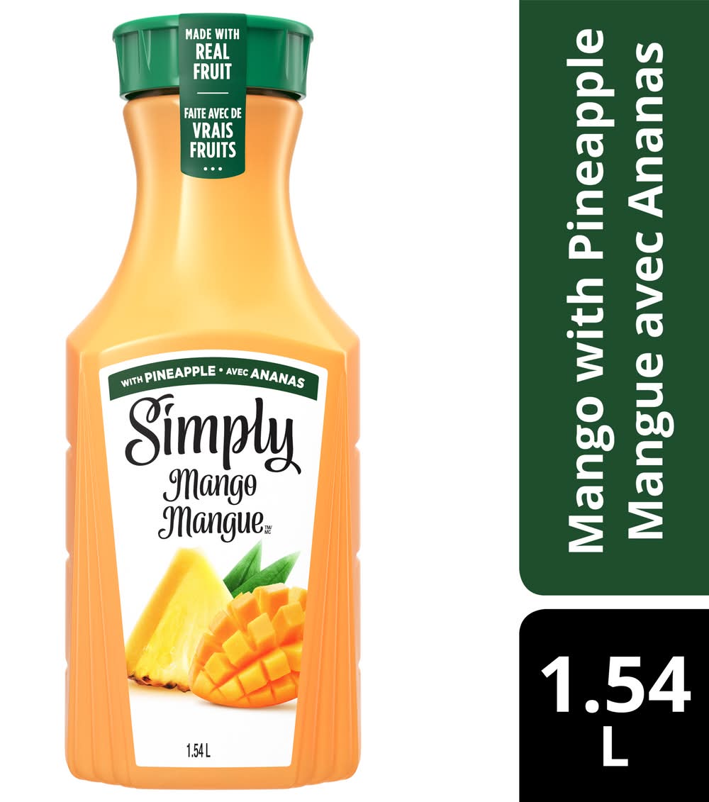 Simply jus de fruits - fruit juice (1.54 l) (mangue à l'ananas)