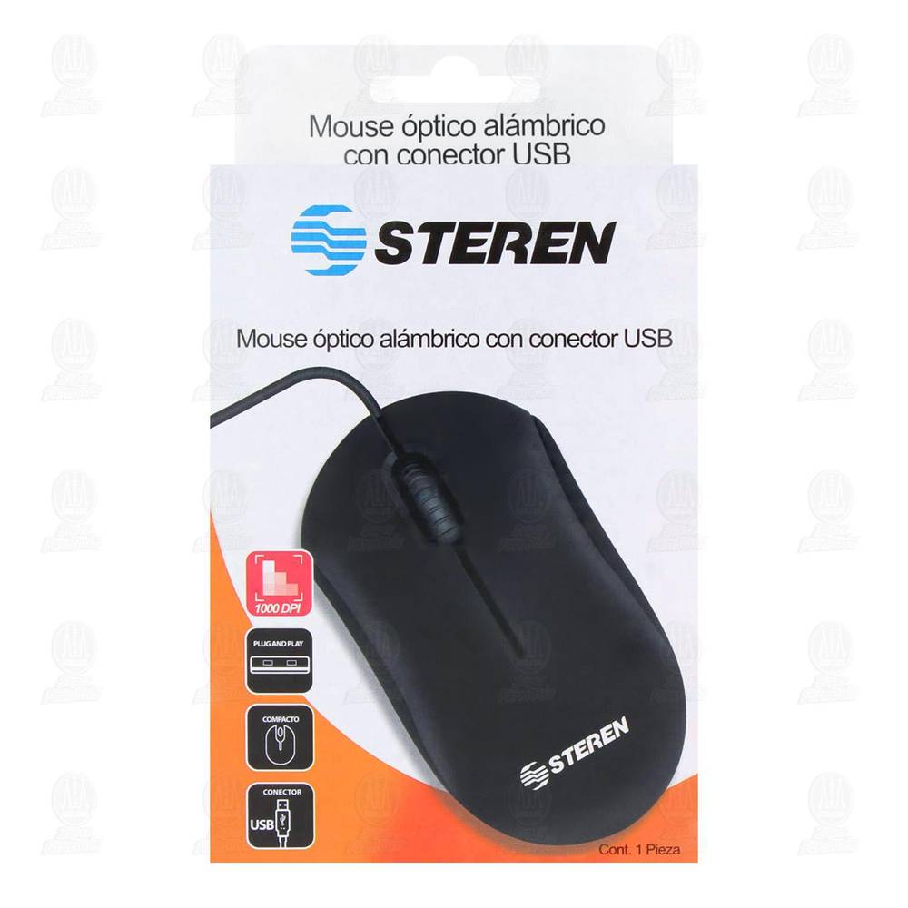 Steren · Mouse óptico alámbrico básico negro