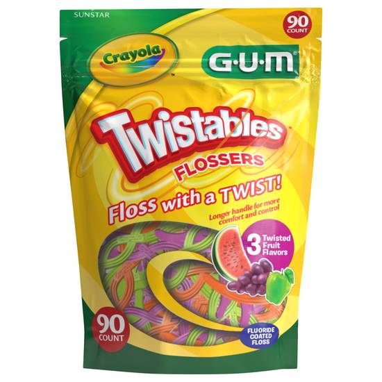 Gum Crayola Twistables Fluoride Coated 3 Fruit Flossers