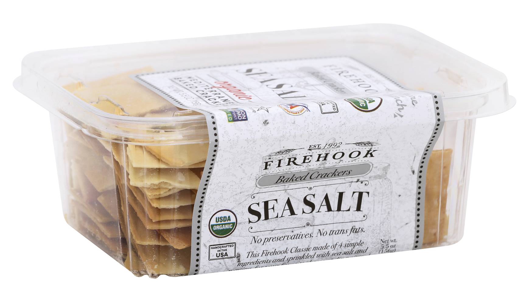 Firehook Organic Mediterranean Baked Crackers, Sea Salt (5.5 oz)