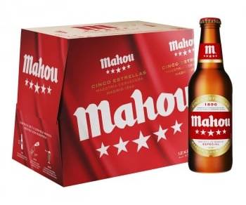 Cerveza Mahou 5 Estrellas especial pack de 12 botellas de 25 cl.