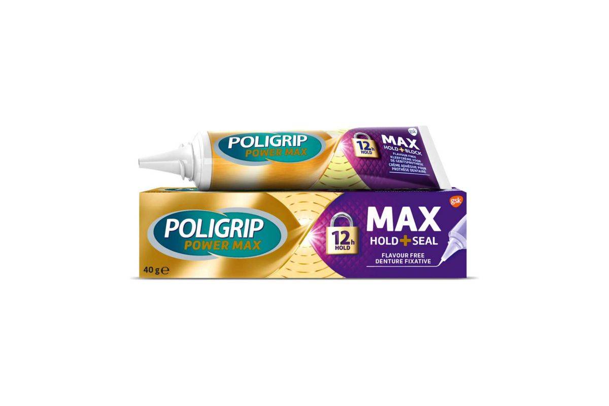 Poligrip Denture Adhesive, Max Hold and Seal Denture Adhesive Cream, 40g