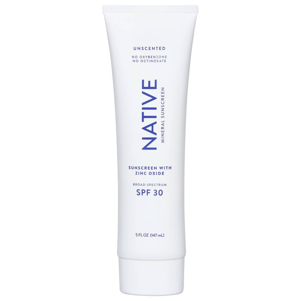 Native Spf 30 Unscented Mineral Sunscreen (5 fl oz)