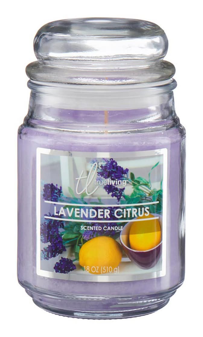True Living Scented Jar Candle Lavender Citrus 18 Oz