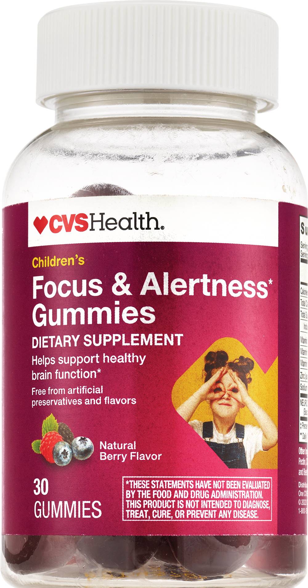 CVS Health Children's Focus & Alertness, Natural Berry, 30CT
