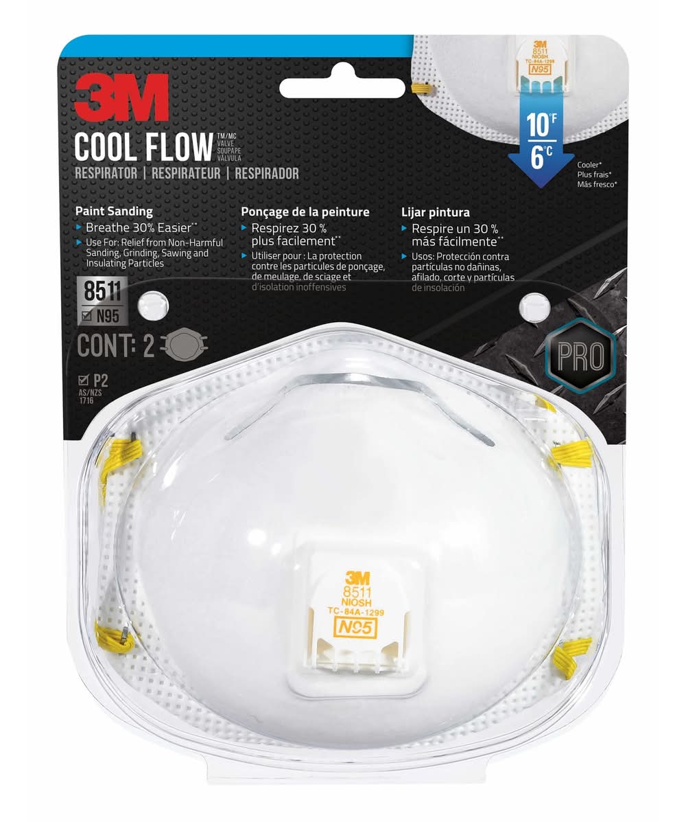 3M N95 Sanding And Fiberglass Disposable Respirator Valved White 2 Pc