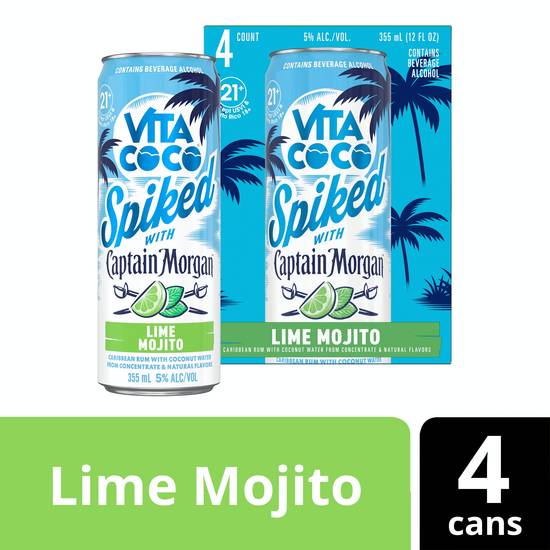 Captain Morgan Vita Coco Spiked With Morgan Lime Mojito (4 pack, 12 fl oz)